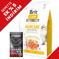 Brit Care - Brit Care Haircare Somon Tavuk Deri Tüy Sağlığı Tahılsız Kedi Maması 2 Kg + Creamy 4x15 Gr Ödül