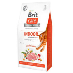 Brit Care - Brit Care Indoor Anti Stress Tavuklu Tahılsız Kedi Maması 2 Kg + Temizlik Mendili