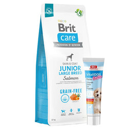 Brit Care - Brit Care Junior Large Somon Büyük Irk Yavru Köpek Maması 12 Kg + Vitalidog Junior Paste