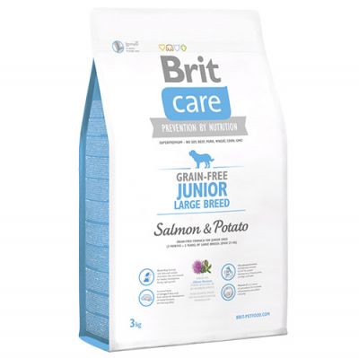 Brit Care Junior Large Somonlu Büyük Irk Tahılsız Yavru Köpek Maması 3 Kg + Temizlik Mendili