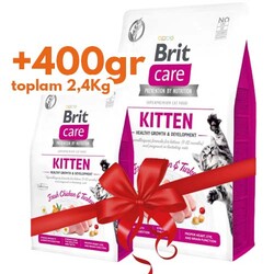 Brit Care Kitten Tavuk ve Hindi Etli Tahılsız Yavru Kedi Maması 2 Kg+400 Gr (Toplam: 2,4 Kg) - Brit Care
