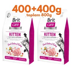 Brit Care Kitten Tavuk ve Hindi Etli Tahılsız Yavru Kedi Maması 400+400 Gr Hediyeli (Toplam: 800 Gr) - Brit Care