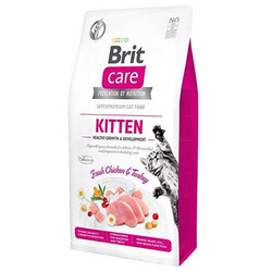 Brit Care - Brit Care Kitten Tavuk ve Hindi Etli Tahılsız Yavru Kedi Maması 7 Kg + Temizlik Mendili