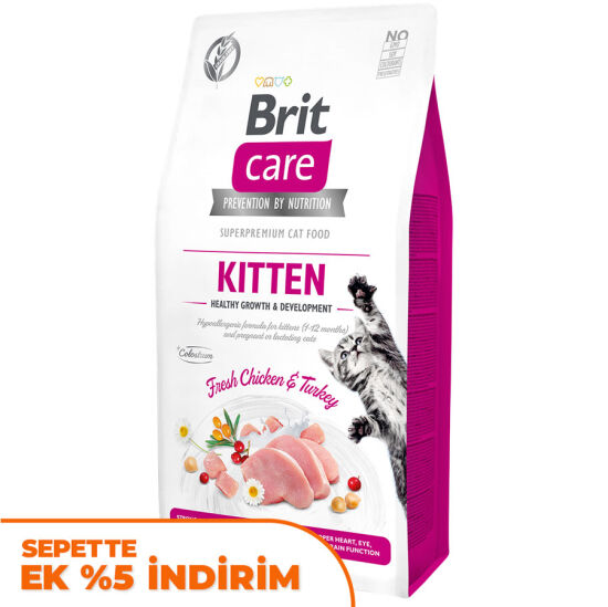 Brit Care Kitten Tavuk ve Hindi Etli Tahılsız Yavru Kedi Maması 7 Kg - 1