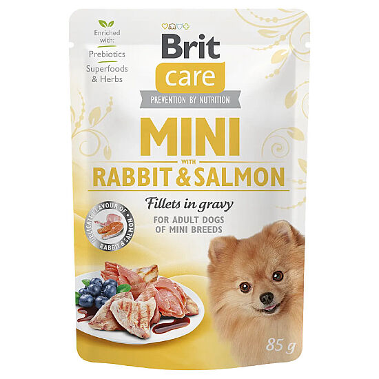 Brit Care Mini Sos İçinde Tavşan ve Somonlu Köpek Yaş Maması 85 Gr - 1