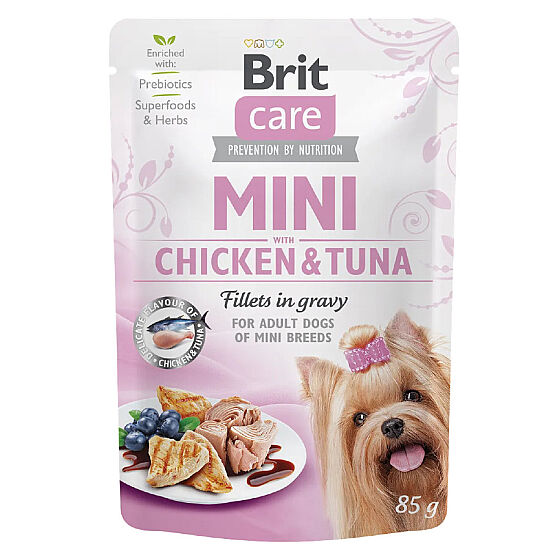 Brit Care Mini Sos İçinde Tavuk Etli ve Ton Balıklı Köpek Yaş Maması 85 Gr - 1