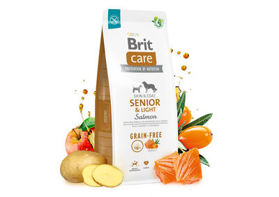 Brit Care Senior and Light Salmon Grain Free Senior Dry Dog Food 12 Kg.