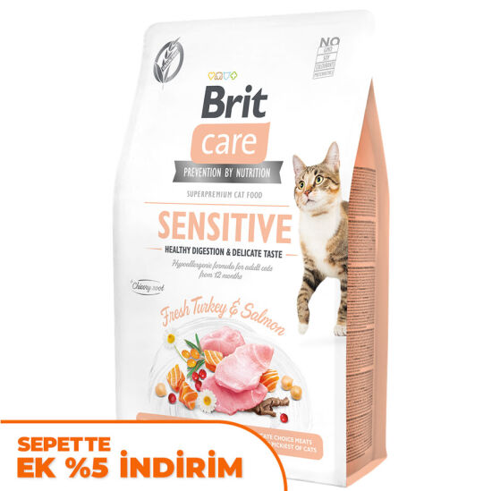Brit Care Sensitive Hindi ve Somon Hassas Tahılsız Kedi Maması 2 Kg - 1