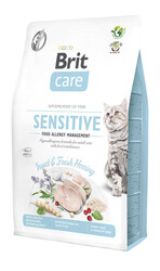 Brit Care - Brit Care Hypoallergenic Sensitive Böcek Ringa Balıklı Alerji Kontrolü Tahılsız Kedi Maması 2 Kg + Mendil