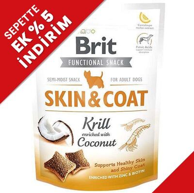 Brit Snack Skin Coat Kril Hindistan Cevizi Deri Ve Tüy Sağlığı Tahılsız Köpek Ödülü 150 Gr