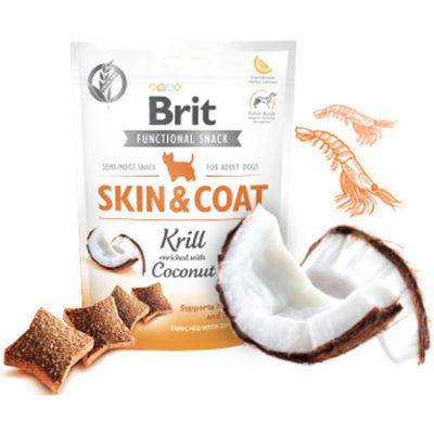 Brit Snack Skin Coat Kril Hindistan Cevizi Deri Ve Tüy Sağlığı Tahılsız Köpek Ödülü 150 Gr