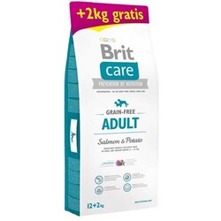 Brit Care Grain Free Somonlu Tahılsız Yetişkin Köpek Maması 12 Kg + 2 Kg Bonus Paket (Toplam: 14 Kg) - Brit Care