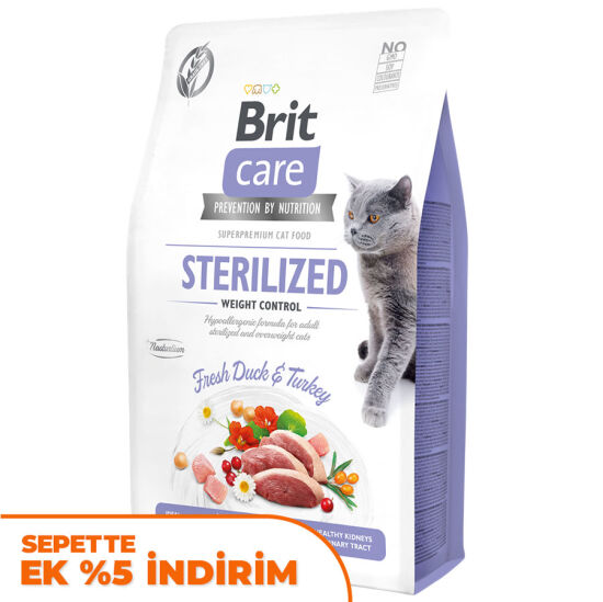 Brit Care Sterilised Ördek ve Hindi Tahılsız Kısırlaştırılmış Kedi Maması 2 Kg - 1