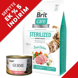 Brit Care - Brit Care Sterilised Urinary Tavuk Tahılsız Kısırlaştırılmış Kedi Maması 7 Kg + 4 Adet 85 Gr Yaş Mama