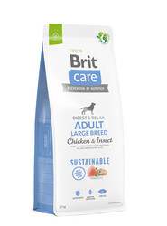 Brit Care - Brit Care Sustainable Large Breed Böcek ve Tavuk Büyük Irk Köpek Maması 12 Kg + 4 Adet Temizlik Mendili
