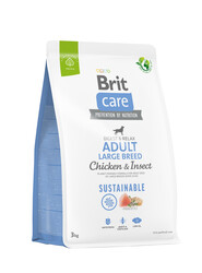 Brit Care - Brit Care Sustainable Large Breed Böcek ve Tavuk Büyük Irk Köpek Maması 3 Kg + Temizlik Mendili