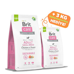 Brit Care - Brit Care Sustainable Small Böcek ve Tavuk Küçük Irk Köpek Maması 7 Kg+3 Kg 