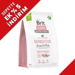 Brit Care Sustainable Böcek ve Balık Hassas Deri ve Sindirim Köpek Maması 3 Kg + Temizlik Mendili - Brit Care