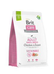 Brit Care - Brit Care Sustainable Small Breed Böcek ve Tavuk Küçük Irk Köpek Maması 3 Kg + Temizlik Mendili