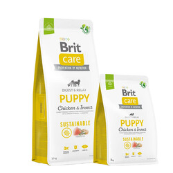 Brit Care - Brit Care Sustainable Puppy Böcek ve Tavuk Yavru Köpek Maması 12 Kg + 3 Kg (Toplam 15 Kg) + Temizlik Mendili