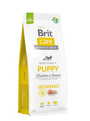 Brit Care - Brit Care Sustainable Puppy Böcek ve Tavuklu Yavru Köpek Maması 12 Kg + 4 Adet Temizlik Mendili