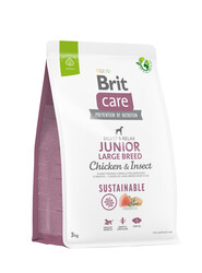 Brit Care Sustainable Junior Large Böcek Tavuk Büyük Irk Yavru Köpek Maması 3 Kg + Temizlik Mendili - Thumbnail