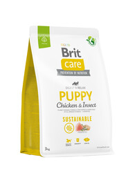 Brit Care - Brit Care Sustainable Puppy Böcek ve Tavuklu Yavru Köpek Maması 3 Kg + Temizlik Mendili