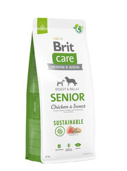 Brit Care - Brit Care Sustainable Senior Böcek ve Tavuk Yaşlı Köpek Maması 12 Kg + 4 Adet Temizlik Mendili
