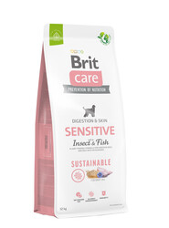 Brit Care - Brit Care Sustainable Sensitive Böcek ve Balık Hassas Deri ve Sindirim Köpek Maması 12 Kg + 4 Adet Temizlik Mendili
