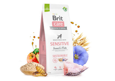 Brit Care Sustainable Böcek ve Balık Hassas ve Sindirim Köpek Maması 12 Kg + Temizlik Mendili