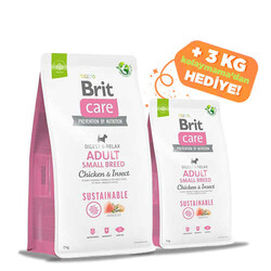 Brit Care Sustainable Small Böcek ve Tavuk Küçük Irk Köpek Maması 7 Kg+3 Kg - Brit Care