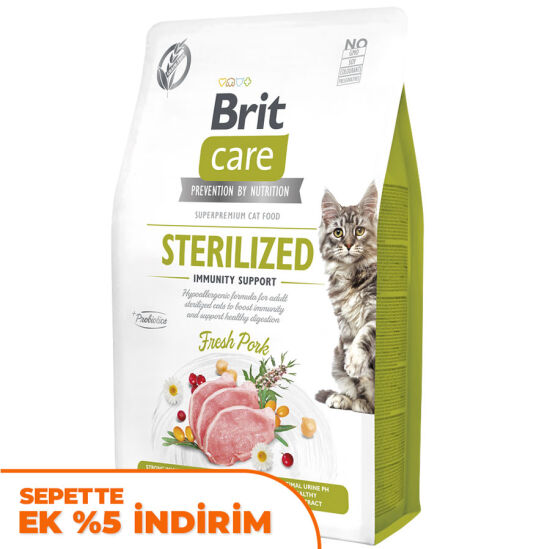 Brit Care Tahılsız Domuz Bağışıklık Destekleyici Kısırlaştırılmış Kedi Maması 2 Kg - 1