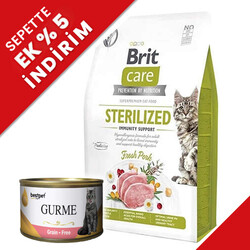 Brit Care - Brit Care Tahılsız Domuzlu Bağışıklık Destekleyici Kısır Kedi Maması 7 Kg + 4 Adet 85 Gr Yaş Mama