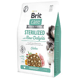 Brit Care Tahılsız Raw Delights Tavuk Etli Kısırlaştırılmış Kedi Maması 2 Kg + Temizlik Mendili - Brit Care
