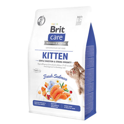 Brit Care Tahılsız Somonlu Bağışıklık Destekleyici Yavru Kedi Maması 2 Kg + Temizlik Mendili