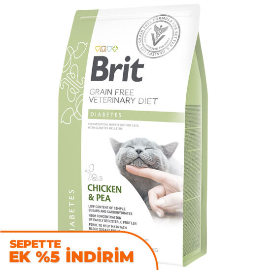 Brit Veterinary Diets Diabetes Tahılsız Tavuk Bezelye Kedi Maması 2 Kg - 1