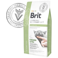 Brit Care - Brit Veterinary Diets Diabetes Tahılsız Tavuk Bezelye Kedi Maması 2 Kg + Temizlik Mendili