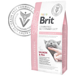 Brit Care - Brit Veterinary Diets Hypoallergenic Tahılsız Somonlu Kedi Maması 2 Kg + 2 Adet Bestpet 100 Gr Konserve
