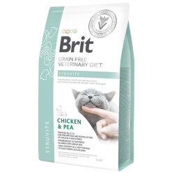Brit Veterinary Diets Struvite Tahılsız Tavuk Bezelye Kedi Maması 2 Kg + Temizlik Mendili - Brit Care