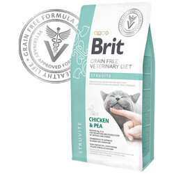 Brit Care - Brit Veterinary Diets Struvite Tahılsız Tavuk Bezelye Kedi Maması 2 Kg + 2 Adet Bestpet 100 Gr Konserve