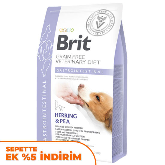 Brit Veterinary Diets Gastrointestinal Tahılsız Ringa Balıklı Köpek Maması 2 Kg + Temizlik Mendili - 1