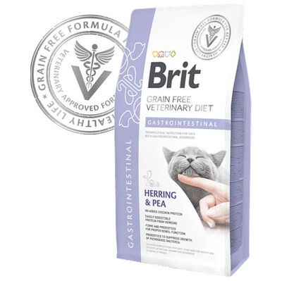 Brit Veterinary Diets Gastrointestinal Tahılsız Ringa Balıklı Kedi Maması 2 Kg + Temizlik Mendili