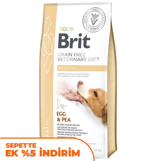 Brit Veterinary Diets Hepatic Tahılsız Yumurta Bezelye Köpek Maması 2 Kg + Temizlik Mendili - 1