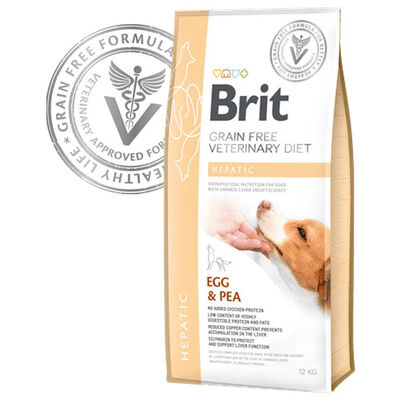 Brit Veterinary Diets Hepatic Tahılsız Yumurta Bezelye Köpek Maması 2 Kg + Temizlik Mendili