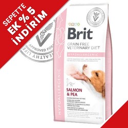 Brit Veterinary Diets Hypoallergenic Tahılsız Somon Bezelye Köpek Maması 12 Kg + Temizlik Mendili - Brit Care