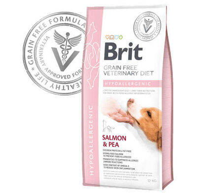 Brit Veterinary Diets Hypoallergenic Tahılsız Somon Bezelye Köpek Maması 12 Kg + Temizlik Mendili