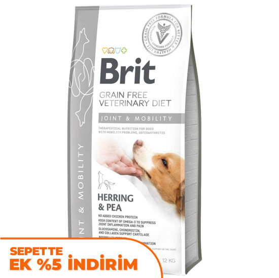 Brit Veterinary Diets Joint Mobility Tahılsız Ringa Balıklı Köpek Maması 12 Kg + Temizlik Mendili - 1