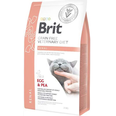 Brit Veterinary Diets Renal Tahılsız Yumurta Bezelye Kedi Maması 2 Kg + Temizlik Mendili - 2