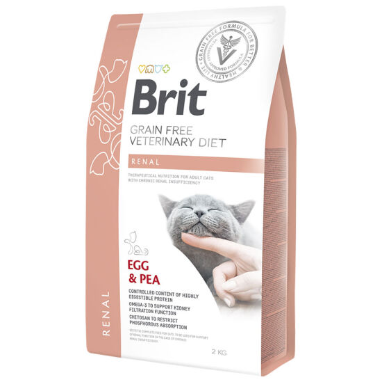 Brit Veterinary Diets Renal Tahılsız Yumurta Bezelye Kedi Maması 2 Kg + Temizlik Mendili - 2
