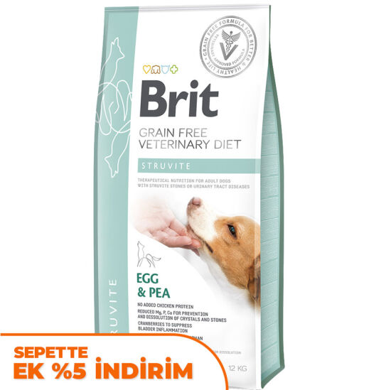 Brit Veterinary Diets Struvite Tahılsız Yumurta Bezelye Köpek Maması 12 Kg + Temizlik Mendili - 1